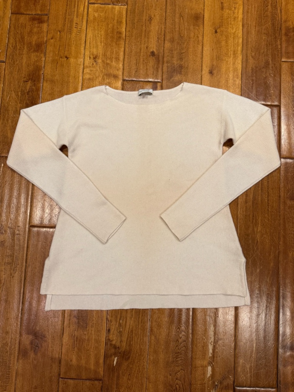 Cream Knit Boatneck Women's Sweater 100% Cashemere Garner Hill